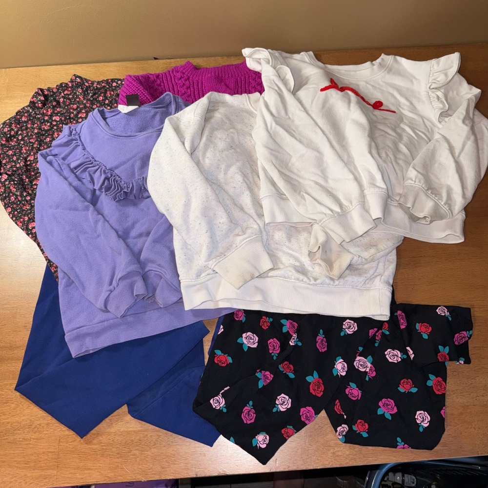 Girls Clothing Lot 7pc Size 6 6/7 Gap Tea Collection Cat & Jack Sweaters Legging